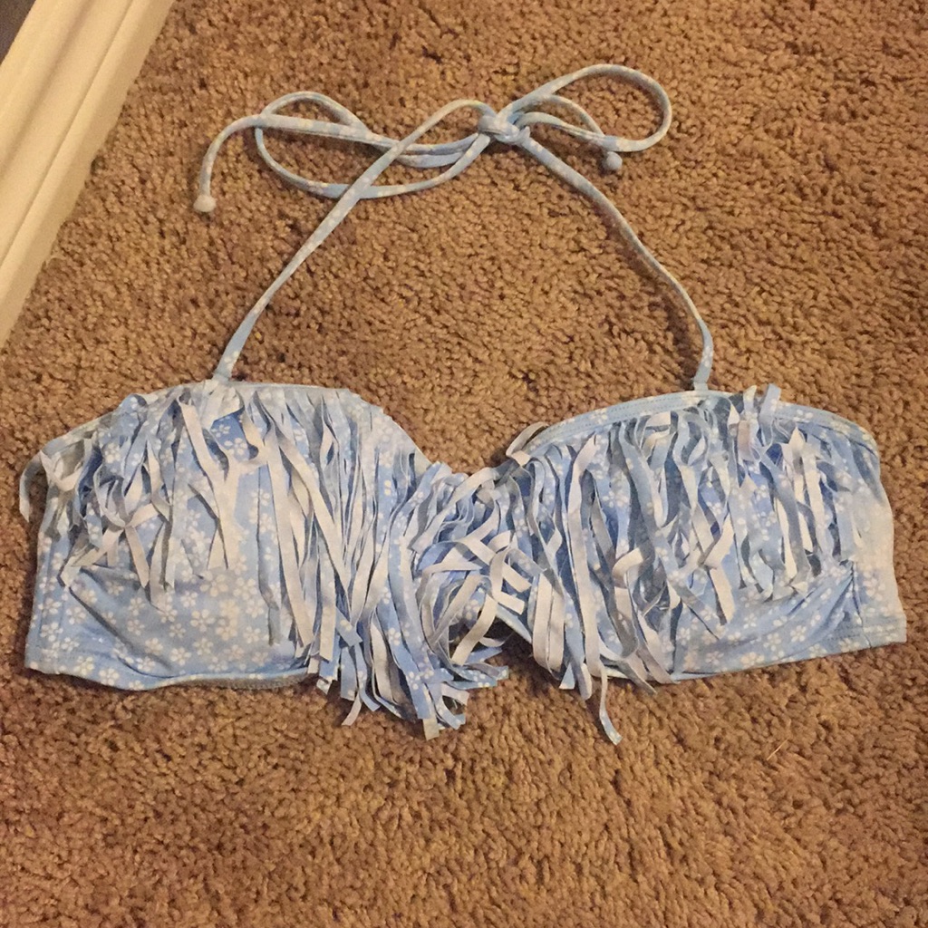 Blue Patterned Bikini Top